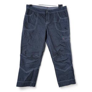 Athleta Capri Pants Womens 10 Schoeller Graphite Black Denim Cropped Cargo Jeans